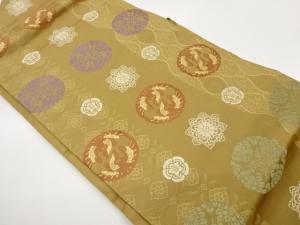 立涌に華紋・向かい鳥模様織出し名古屋帯